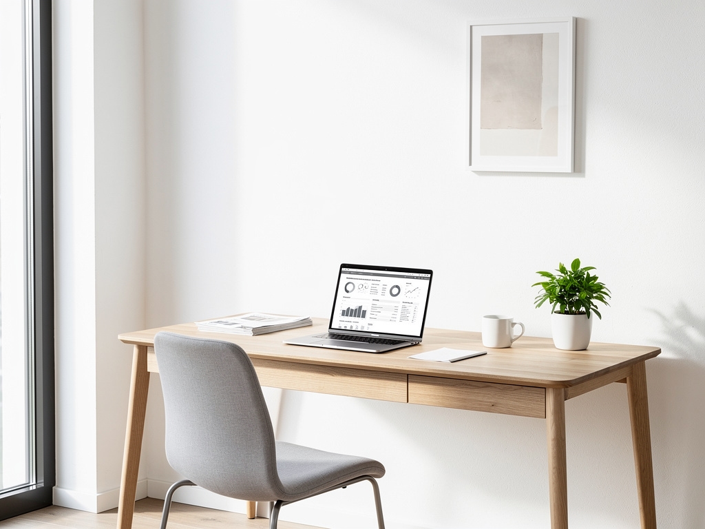 Moderner Arbeitsplatz in München mit Schreibtisch und Dokumenten